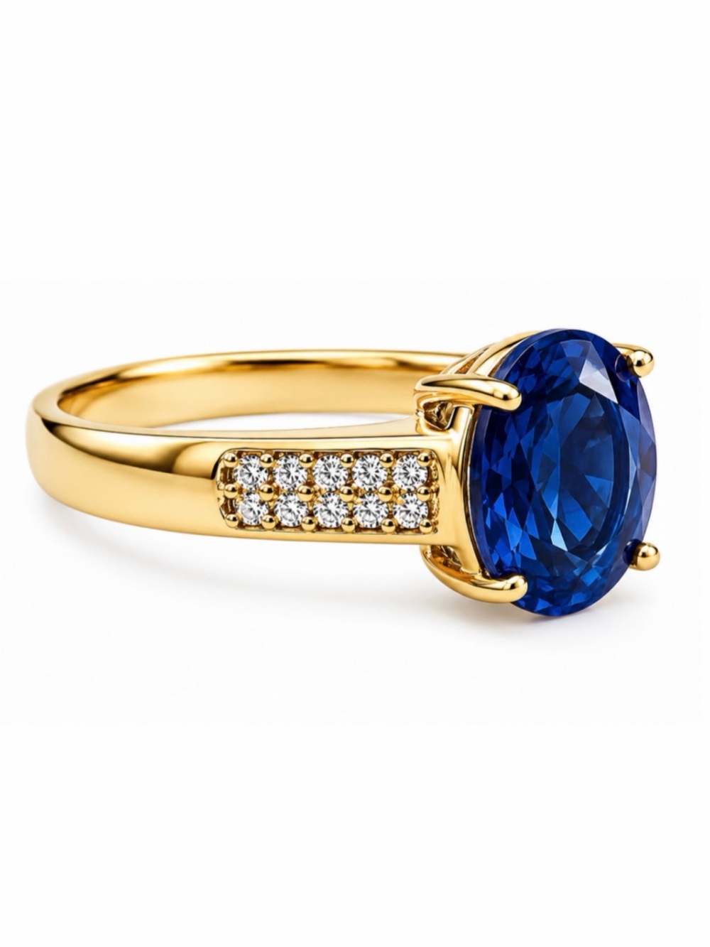 MACY’S • Blue Tanzanite Gold Band Crystal Accents Ring - Picture 5 of 15
